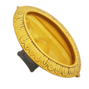 Ver mais imagens de Vaso Cachepot Cerâmica Craquelada Estilo Imperial Ouro Velho Base Cinza
