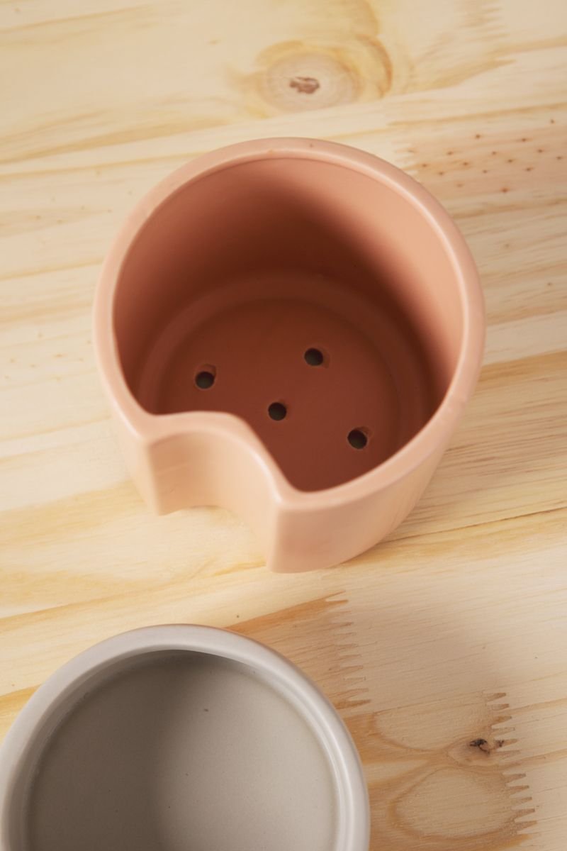 Vaso autoirrigavel alto em ceramica ros - 3