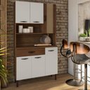 Ver mais imagens de Armário de Cozinha Compacta 6 Portas 1 Gaveta Golden - Nogueira/off White/cp-ripado