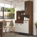 Ver imagem 1 de Armário de Cozinha Compacta 6 Portas 1 Gaveta Golden - Nogueira/off White/cp-ripado