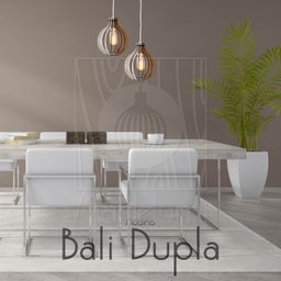 Luminaria Pendente Duplo Bali E27 Madeira Mdf Cr Desmontada:branco - 3