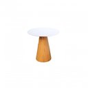 Ver imagem 1 de Mesa Lateral Cone Redonda 51cm Tampo Laqueado Base Laminada Em Madeira Freijó Branco