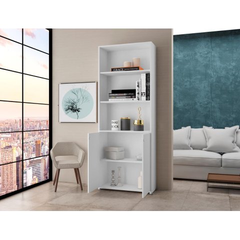 Estante Livreiro 2 Portas Branco Fiji Casa Mobilia