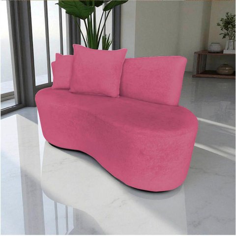 Namoradeira Sofá 2 Lugares Yara Orgânica Veludo Rosa