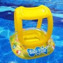Ver imagem 2 de Boia Bote Inflável Infantil Bebê Piscina com Fralda e Cobertura Popmov Boia Inflavel Cobertura Bebe