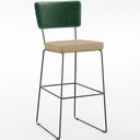 Ver imagem 3 de Kit 06 Banquetas Altas Sala Jantar Fixa Allana L02 Facto Verde Musgo Linho Bege Escuro - Lyam Decor