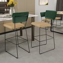 Ver imagem 2 de Kit 06 Banquetas Altas Sala Jantar Fixa Allana L02 Facto Verde Musgo Linho Bege Escuro - Lyam Decor