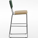 Ver imagem 6 de Kit 06 Banquetas Altas Sala Jantar Fixa Allana L02 Facto Verde Musgo Linho Bege Escuro - Lyam Decor