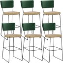 Ver imagem 1 de Kit 06 Banquetas Altas Sala Jantar Fixa Allana L02 Facto Verde Musgo Linho Bege Escuro - Lyam Decor