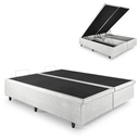 Ver imagem 2 de Cama Box Baú Casal Bipartido 138x188x42cm Courino Linho Branco com Pistão a Gás