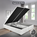 Ver mais imagens de Cama Box Baú Casal Bipartido 138x188x42cm Courino Linho Branco com Pistão a Gás