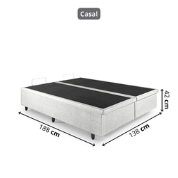 Cama Box Baú Casal Bipartido 138x188x42cm Courino Linho Branco com Pistão a Gás - 4