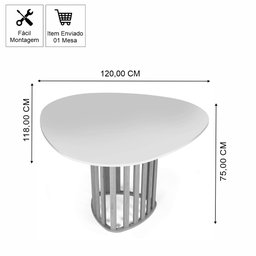 Mesa de Jantar Orgânica 4 Lugares 120x118cm Marmorizado/branco - Straub Web - 4