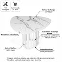 Ver imagem 3 de Mesa de Jantar Orgânica 4 Lugares 120x118cm MDF Marmorizado Branco - Straub Web