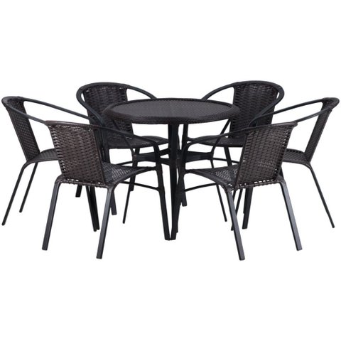 Kit 6 Cadeiras Alumínio e Mesa Tampo Varanda Jardim Piscina Jardim Trama Original