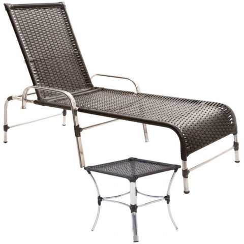 1 Espreguiçadeira Catar Mesa Alumínio Piscina, Jardim, Área Trama Original