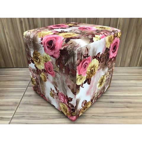 Puff Decorativo Floral Rosa 66 Alpoim