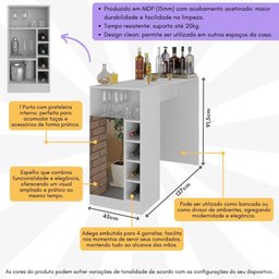 Bar Bancada com Adega 1 Porta e Espelho Multimóveis MP1090 - 3