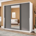 Ver imagem 1 de Guarda Roupa Casal 3 Portas de Correr e 4 Gavetas com Espelho 240850 Linha Porto Politorno Móveis