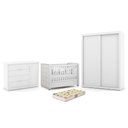 Ver imagem 1 de Dormitório Tutto New 2 Portas, Cômoda 1 Porta e Berço Branco Soft com Capitonê e Colchão