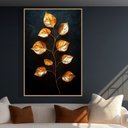 Ver imagem 1 de Quadro Decorativo Folhas Douradas Fundo Black Sala Quarto Casa Escritório