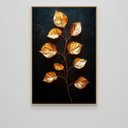 Ver imagem 3 de Quadro Decorativo Folhas Douradas Fundo Black Sala Quarto Casa Escritório