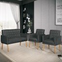 Ver imagem 1 de Kit Sky Namoradeira para Sala + 2 Poltronas Decorativas Preto - Bela Móveis