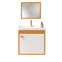 Ver imagem 2 de Kit Gabinete Armario de Banheiro + Espelheira - Pisa com Espelho 40cm Off White/Madeirado