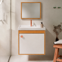 Ver imagem 1 de Kit Gabinete Armario de Banheiro + Espelheira - Pisa com Espelho 40cm Off White/Madeirado