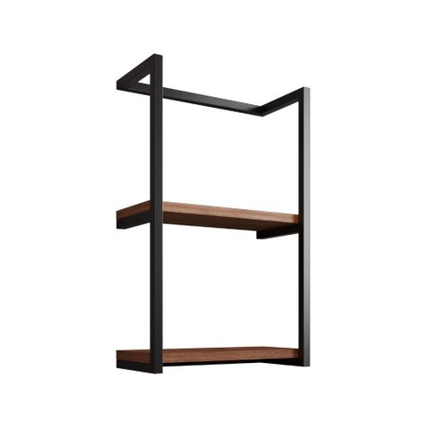 Toalheiro para Banheiro Estilo Industrial Sahy - Preto e Prateleira Imbuia