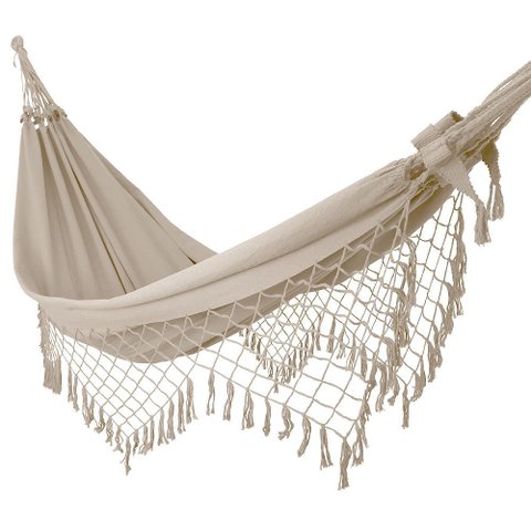 Rede de Dormir Bege Casal Costura Reforçada