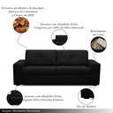 Ver imagem 3 de Sofá Decorativo Mendes 2 Lugares Sala de Estar 205cm Pés em Madeira Couro Preto G88 - Gran Belo