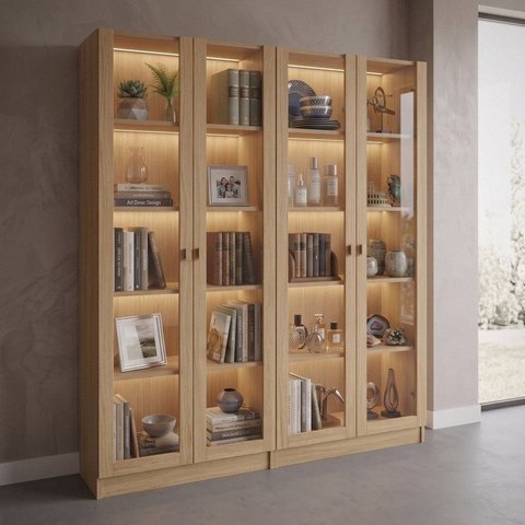 Kit 2 Armários para Escritório com 2 Portas de Vidro com LED 171,5x60cm ME4205 Yescasa Branco