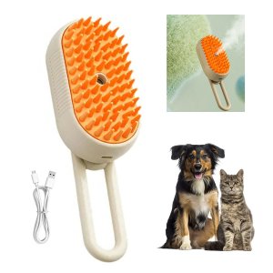Escova a Vapor Eletrica Cao Pet Gato Cachorro Higiene Remove Pelo Bateria Recarregavel Animal de Est