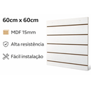 Ver imagem 2 de Painel Canaletado Mdf Branco 61x61 05 Ganchos Expositor Loja - Branco