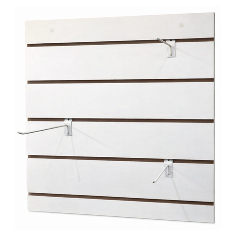 Painel Canaletado Mdf Branco 61x61 05 Ganchos Expositor Loja - Branco