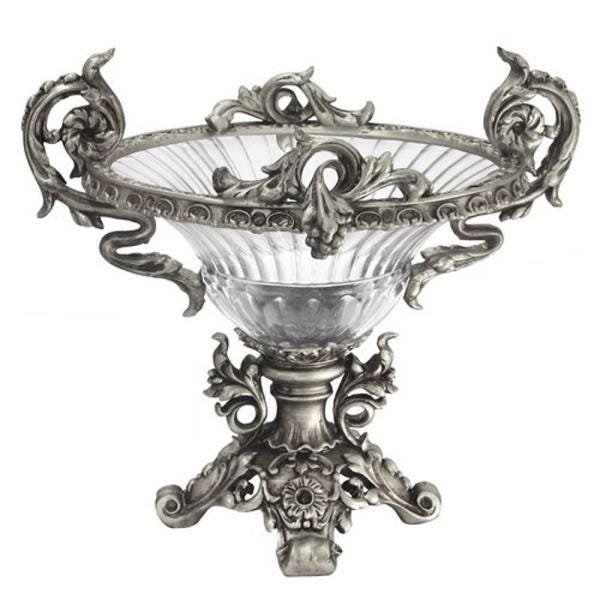 Centro de Mesa Em Cristal Estilo Baccarat com Resina Prata - 1