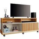 Ver imagem 3 de Rack para TV 60 pol 160cm MDP e MDF com Rodízios Cinamomo e Off White Lyam Decor