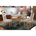 Ver imagem 1 de Conjunto: Mesa de Cozinha Londrina C/ Tampo Madeirado C/ Vidro Canto Curvo 120x80cm e 4 Cadeiras
