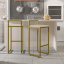 Ver imagem 2 de Kit 04 Banquetas Alta Para Cozinha Sala De Jantar Hanna L02 Dourado Linho Cru - Lyam Decor
