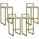Ver imagem 1 de Kit 04 Banquetas Alta Para Cozinha Sala De Jantar Hanna L02 Dourado Linho Cru - Lyam Decor