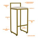 Ver imagem 4 de Kit 04 Banquetas Alta Para Cozinha Sala De Jantar Hanna L02 Dourado Linho Cru - Lyam Decor