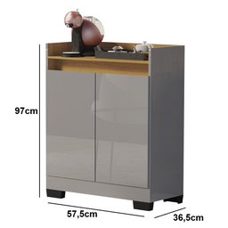 Buffet Real 2 Portas Ônix/Mel - Móveis Primus - 3