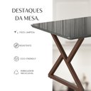 Ver mais imagens de Mesa para Sala de Jantar Retangular 120x90cm MDF com Vidro Império Cinza/Marrom/Grafite