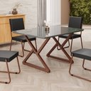 Ver imagem 2 de Mesa para Sala de Jantar Retangular 120x90cm MDF com Vidro Império Cinza/Marrom/Grafite