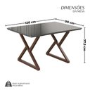 Ver imagem 3 de Mesa para Sala de Jantar Retangular 120x90cm MDF com Vidro Império Cinza/Marrom/Grafite