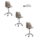 Ver imagem 2 de Cadeira Office Base Cromada Oficial com Rodízio Giratória Saarinen - Bege - 3