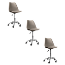 Ver imagem 1 de Cadeira Office Base Cromada Oficial com Rodízio Giratória Saarinen - Bege - 3