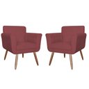 Ver imagem 1 de Kit com 2 Poltronas Cadeiras Isabella Estofadas Vermelho Bordo - Incasa Decor