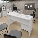 Ver imagem 6 de Conjunto Mesa de Escritório Conexão em L e Gaveteiro Volante 4 Gavetas 140cm Branco